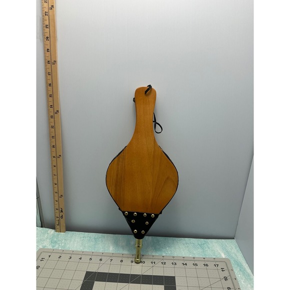 Other - Traditional Wood and Brass Fireplace‎ Bellows Black Studded Hearth Tool 16 Inch